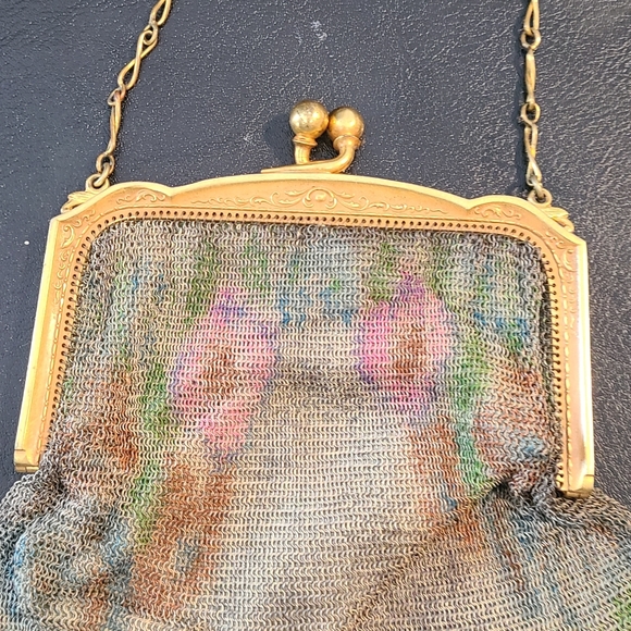 Antique Whiting & Davis 1920s Enamel Mesh Hand Bag - Picture 2 of 4